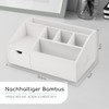 smartday Wooden Desk Organiser White with Drawer - Pen Box,