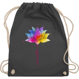 Shirtracer - Gym Bag Backpack - Bags - Namaste Lotus Flower Meditation Yoga Mandala Spirit, 09 Dark grey