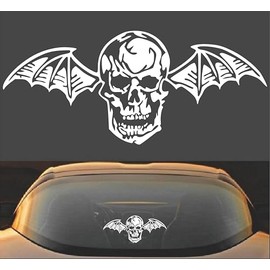 Avenged Sevenfold A7X Death Bat Metal Band Vinyl Decal Sticker (8" x 3.5", White)