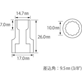 エビ ソケット 12角 10.0mm 差込角9.5mm LM310