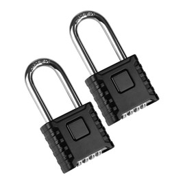 LUNEKUCK 2 Pcs Long Shackle Heavy Duty Combination Padlocks Outdoor Weatherproof, 4 Digit Code Large Lock 53mm with 8mm Thick 304 Stainless Steel Shackle for Shed, Garage, Gate, Fence, Warehouse
