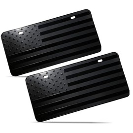 Zone Tech Monochrome USA Flag License Plate - 2 Pack Premium Quality Thick Durable Embossed Novelty American Patriotic Flag