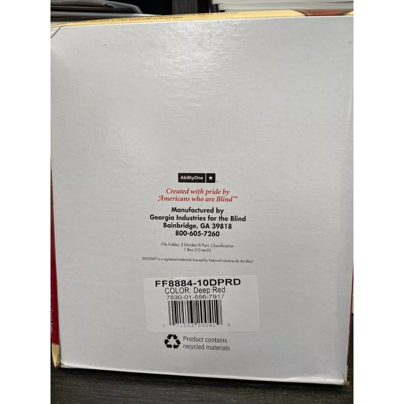 SKILCRAFT 5567917 Top Tab Classification Folder Dark Red