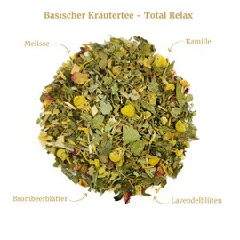 Total Relax Basischer Kräutertee Lose 100g, Kräuter Tee Mischung mit Minze Melisse Kamille Lavendel, TeaClub Herbal Tea