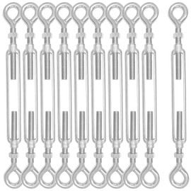 Turnbuckle with Nut Lsqurel 10pcs 304 Stainless Steel Turnbuckle Eye and Eye Heavy Duty Tensioner Hardware for Tensioner Shade Sail Cable Wire 1/4 5/16 3/8 1/2"