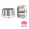 sourcing map 2 Pcs 304 Stainless Steel Reducer Hex Bushing