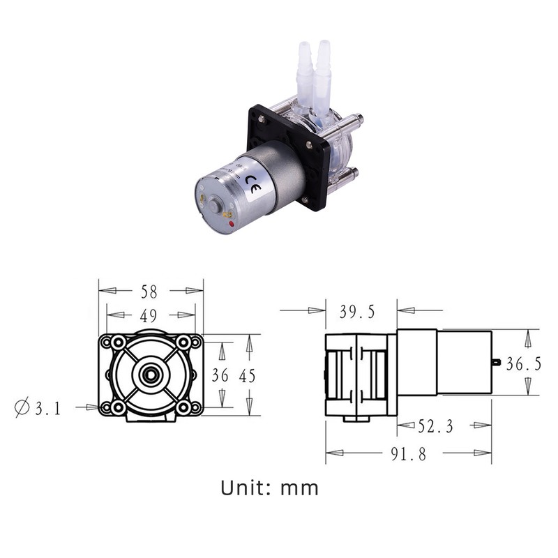 GROTHEN DC 24V Peristaltic Pump with Silicone Tubing High Water