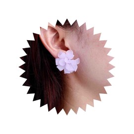 Cybche Boho Acrylic Flower Earrings Purple Acryli Flower Earrings Resin Flower Stud Earrings Large Flower Floral Earrings Resin Tiered Petal Earrings Jewelry for Women