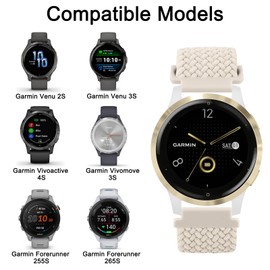 Magnetic Braided Bands for Garmin Venu 3S / Venu 2S / Vivoactive 4S / Vivomove 3S Watch Bands, 18mm Quick Release Soft Stretchy Replacement Strap for Garmin Forerunner 255s/265s Bands Men Women (Starlight)