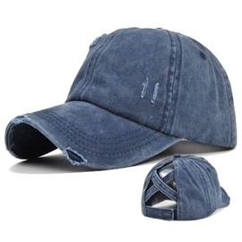 YAMEE Women's Baseball Cap Ponytail Baseball Cap Women's Sun Hat Sun Protection Baseball Cap Women's Vintage Sport Outdoor Cap, 1/Blue