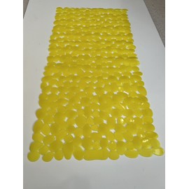 TIKE SMART “Pebbles” Non-Slip Bathtub/Shower Mat 27.5”x14” Rectangular, Non-Toxic, Safe, Clean, Machine-Washable, Superior Grip & Drainage, Vinyl, for Smooth Floors ONLY, Transparent Light Yellow
