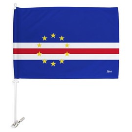 Team Cape Verde Car Flag Bandera Para Carros De Cape Verdean Decor For Window Clip Mount Auto Accessories Sport Fan Gifts League Olympics Party Supplies Patriotic Decorations Made in USA