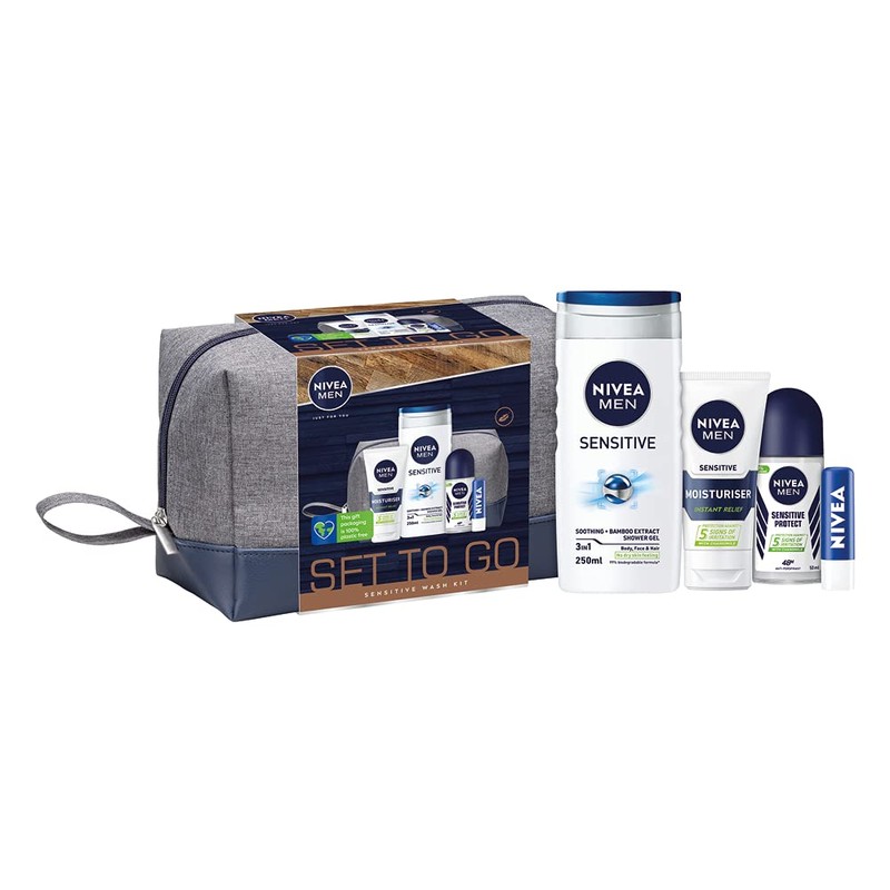 NIVEA MEN Set to Go Sensitive Wash Kit Gift Set