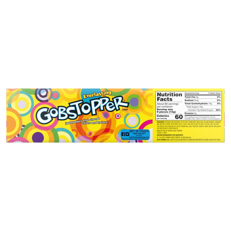 Wonka Everlasting Gobstopper, Candy, Jawbreaker Candy, 1.77 oz (24 ct)