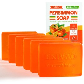 6 PCS Persimmon Soap Bar for for Old People Smell, Natural Deodorant Body Bar Soap for Odor Control, Remove Strong Smell, Eliminating Odor Wash Soap for Women & Men
