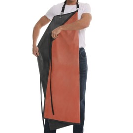 Thick Waterproof Rubber Black Vinyl Apron for Men 39" Heavy Duty Long Chemical Resistant Industrial Work Apron Adjustable Plastic Aprons for Dishwashing Butcher Dog Grooming Lab Work Cleaning Fish