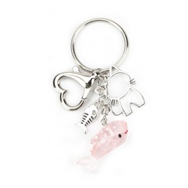 MUCOOS Cute Keychain, Pink Dolphin Accessories, Silver Cat Design, Interesting Keychain, Gift For Women, Gift For Friends, colour