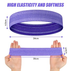 LOPHE Sports Headband, Pack of 4 Headband Women and Men, Sweatband Forehead Summer, Double Sided Moisture Wicking Non-Slip Headband, Hair Bands for Yoga, Running, Cycling (4 Pieces - Colour)