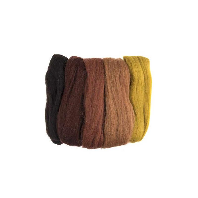 Trimits Natural Felting Roving Wool, Assorted Autumnal, 50 g