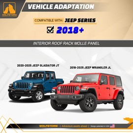 WOLFSTORM Interior Roof Rack Molle Storage Panel, Compatible with Jeep 2018-2026 Wrangler JL/2020-2026 Gladiator JT, JL/JT Top Cargo Organizer Kit, Protective Decoration, 1PC