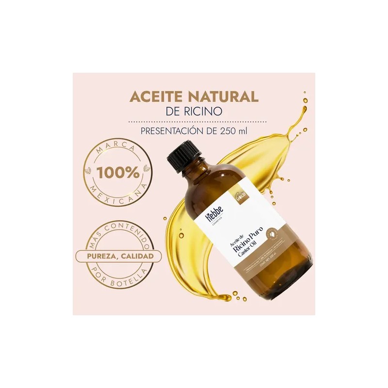 Aceite de Ricino Puro y Orgánico Hebbe Cosmetics de 250