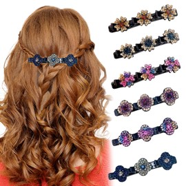 MUNSKT 6 Pieces Sparkly Crystal Stone Hair Clips Braided Rhinestone Hair Clips for Women Elegant Hair Styling Clips Shiny Rhinestone Hair Clip Lightweight Braided Hair Clips Hair Bands