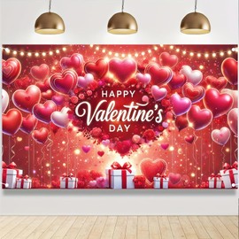BlissYard Happy Valentines Day Banner Background Glowing Love Valentine's Day Banner 71 * 43inchs Valentines Day Decorations Wedding Decor Photo Shooting Background Decoration 14 February Party