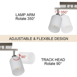 TODOLUZ 4-Light Track Lighting, Brushed Nickel Ceiling Spot Lighting for Kitchen Bedroom Hallway, Bathroon Vanity Track Light Fixtures with Opal White Glass
