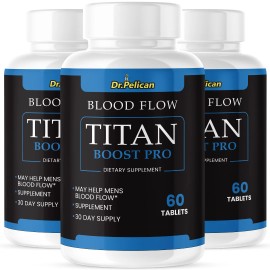 Pelican Vitamins Blood Flow Titan Boost Pro- Men's Health & Performance- 3 Bottles- 180 Tablets