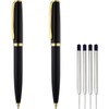LINFANC Ballpoint Pens, Matte Black with Gold Trim, Medium Point
