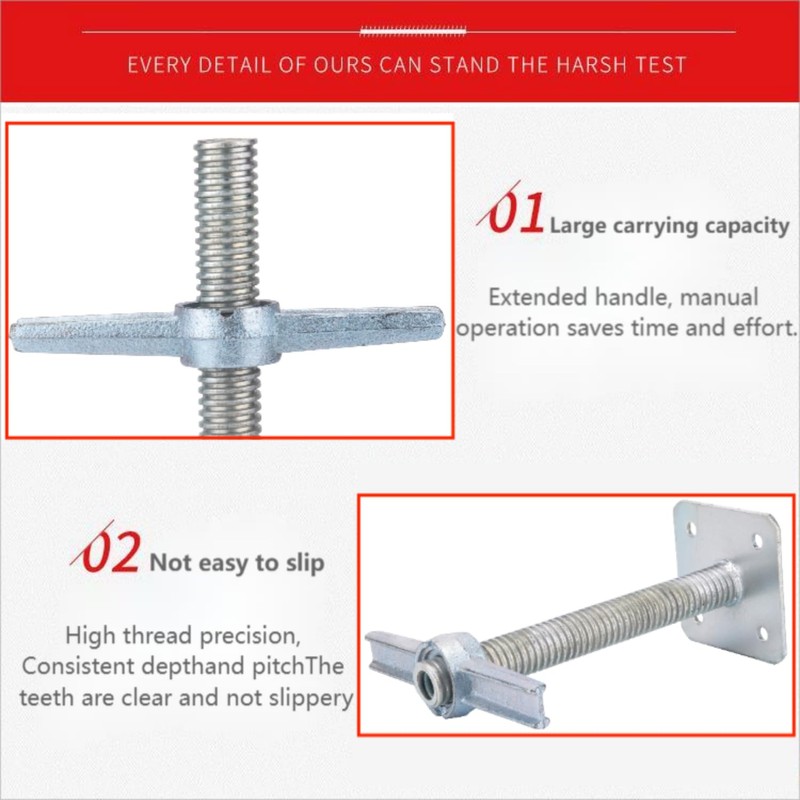 Scaffold 24" Adjustable Leveling Galvanized Screw Jack with Base Plate,