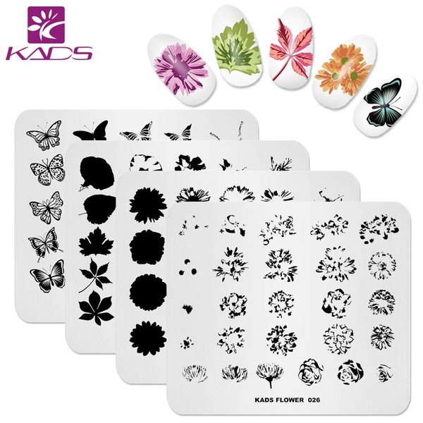 KADS Nail Art Stamp Plate Overprint Butterfly Flower Leaves Series Nail stamping plate Template Image Plate Nail Art DIY Decoration Tool