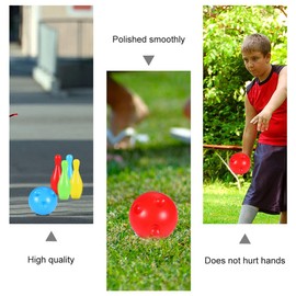 TOYANDONA Bowling Pins Ball Toys and 2 Balls Games Plastic Bowling Set Educational Toy for Kids Toddlers Boys Girls Educational Early Development Indoor Outdoor Random Color