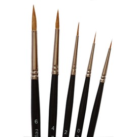 Red Sable Brush Set Red Sable Hair Artist Marten Hair Brush Set - Brush Sizes 3/0, 0, 2, 4, 6