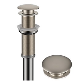 KRAUS Bathroom Sink Pop-Up Drain Assembly in Satin Nickel for Vessel Sinks and Sinks Without Overflow, with Extended Thread for Thicker Countertops, PU-L10SN