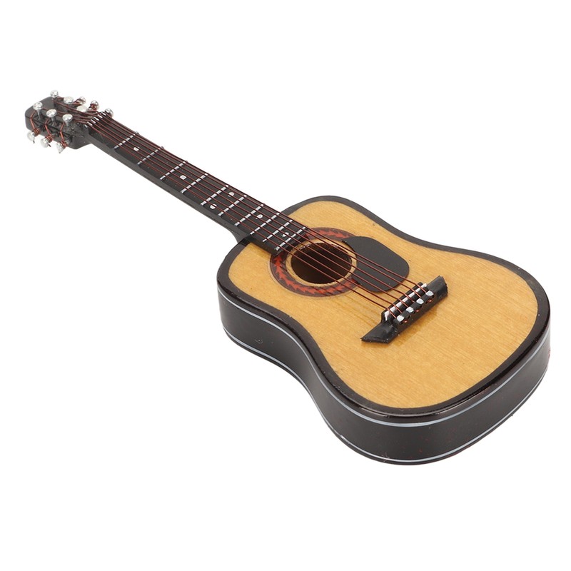Miniature Wooden Guitar Model Exquisite Realistic Mini Musical Ornaments with