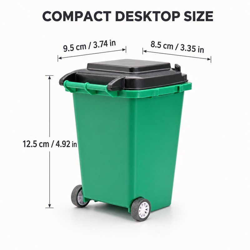 4-Pack Mini Wheelie Trash Bin Pen Holders for Office Desk