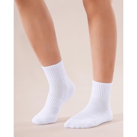 BOOPH 6 pares de calcetines acolchados para niños y niñas, calcetines atléticos para tobillo de 4 a 14 años, Blanco, 7-10 Años