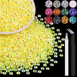 4000PCS 4mm Resin Jelly Rhinestones in Bulk (Lemon Yellow AB), Bedazzling Flatback Crystals Rhinestones for Crafting DIY Nail Decoration, Gems Diomand Charms for Tumbler Shoes Clothing Fabric