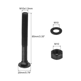 uxcell M10 x 85mm Carriage Bolt Kit, 12 Set Round Head Square Neck Screws, Carriage Bolts Screws Set Includes Washers and Nuts - Carbon Steel Black Oxide for Fastening Accessories
