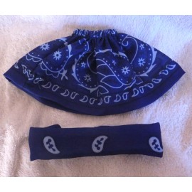 WELLIE WISHERS MADE TO FIT 2 PC DOLL CLOTHES FOR WELLIE WISHES 14" & SIMILAR SZ DOLLS SKIRT & HEADBAND BLUE