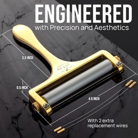 Zulay Kitchen Cheese Slicer With Adjustable Thickness – Heavy Duty Block Slicer with 2 Extra Wires – Ideal for Mozzarella, Cheddar, Gouda - Gold