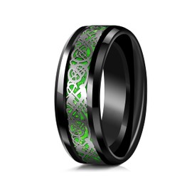 Truly Alpha Tungsten Magic of The Rings Ring - 6mm, Blue With Silver Beveled Edges | Mens Tungsten Carbide Wedding Bands | Men Tungsten Carbide Ring | Polished Blue Ring for Men Size 11