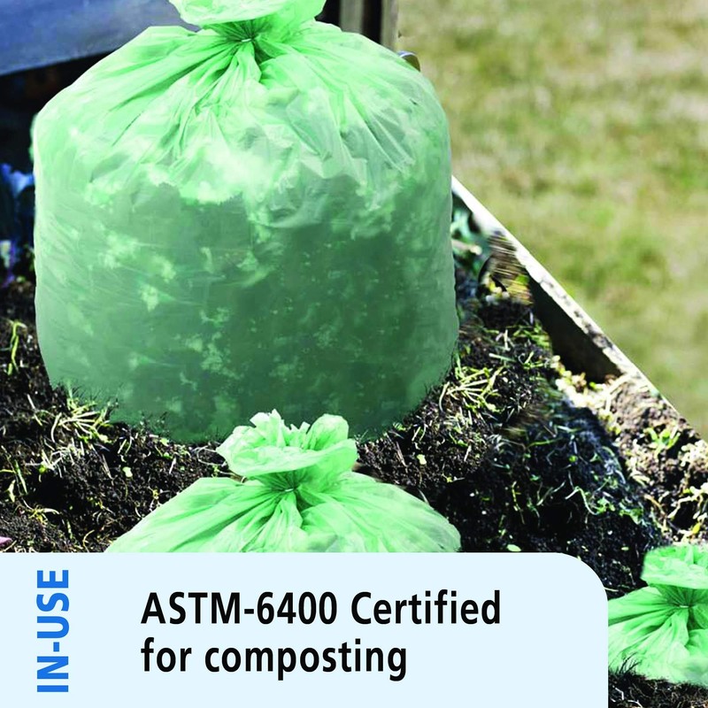 Stout E2430E85 EcoSafe-6400 Compostable Compost Bags 13gal .85mil 24 x