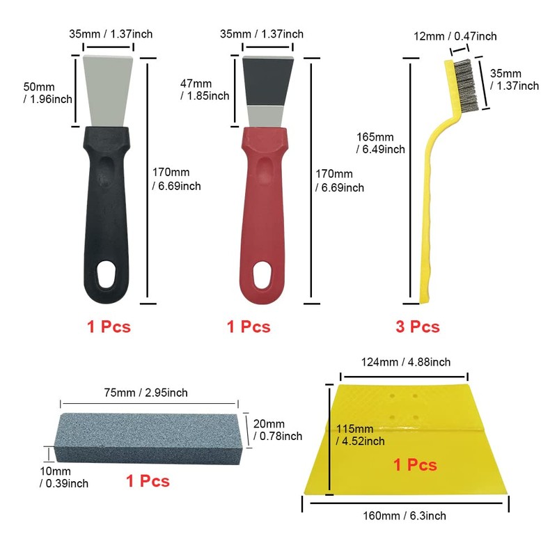 XINGSUI 7-piece set Cleaning Scraper,Cooktop Scraper Scrubber Brush,Scraper non Scratch,Plastic