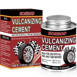 Chemical Vulcanizing Cement 120ML/4.2 FL.Oz, Fast Dry Rubber Cement, All Purpose Tire Repair Glue, Clear Patch Plug Kit with Brush Top Can for Car, Motorcycle, Bike