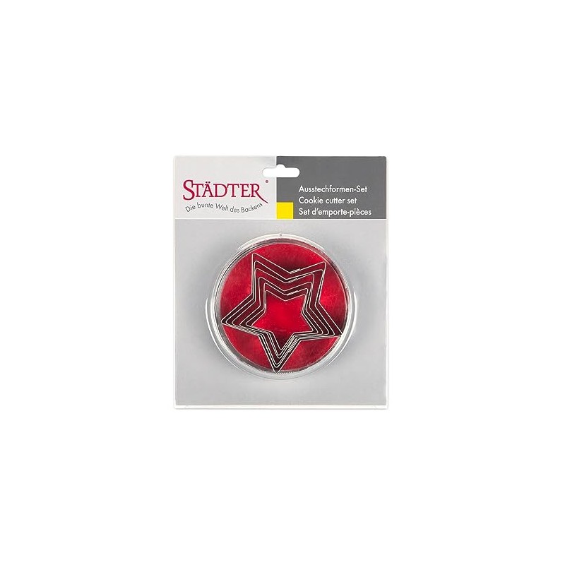 Staedter 6 Piece Star Cookie Cutter Set, Tinplate Silver, 30