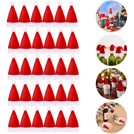 Dawumin Mini Christmas Hat, 30 Pieces Santa Hats Christmas Decoration, Santa Hat Cutlery Holder, Mini Christmas Hats, Christmas Cutlery Holder for Christmas Decoration