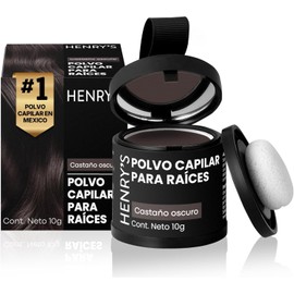 Henrys Polvo para Retocar Raíces Castaño Oscuro 10g, Define Línea del Cabello, Rellena Zonas con Poco Cabello, Disimula Caída y Crecimiento, Aporta Volumen