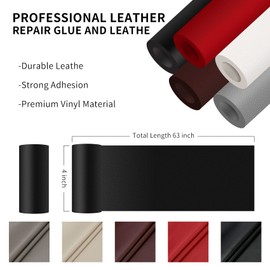 DOCAS Leather Repair Patch Tape Self Adhesive 4x63 inch, Cuttable Leather Repair Tape for Furniture, Vinyl Repair Kit for Car Seats, Upholstery, Couch, Sofa, Bags, Books, Chair, Dark Black